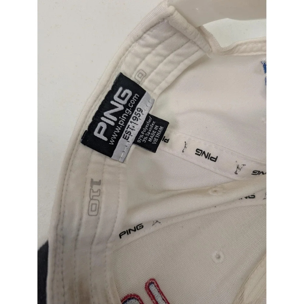 PING Hat Cap Snap Back White Golf‎ Junior Interclub Flexfit Embroidered Mens